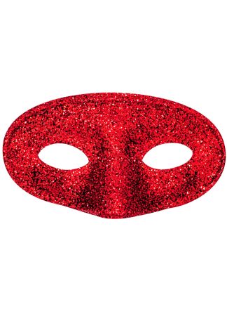 Oogmasker met neus rood glitter