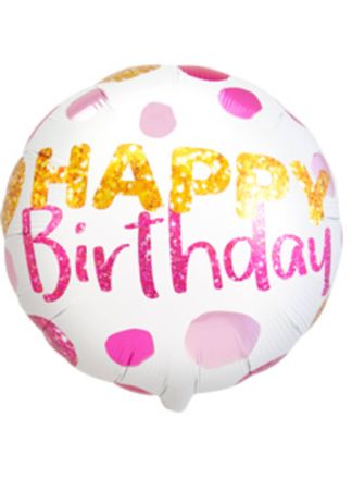 Folieballon 45cm. Pink Gold Dots (excl.helium)