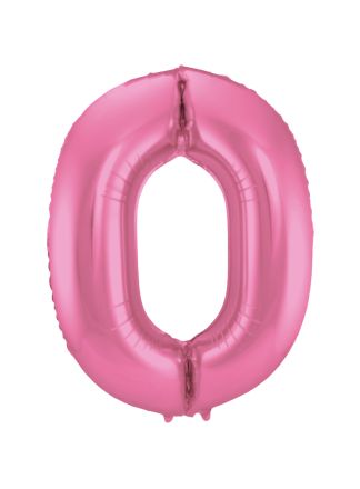 Folieballon cijfer 0 mat roze 86cm (excl Helium)
