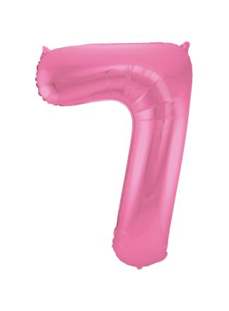 Folieballon cijfer 7 mat roze 86cm (excl Helium)