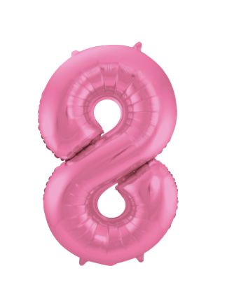 Folieballon cijfer 8 mat roze 86cm (excl Helium)