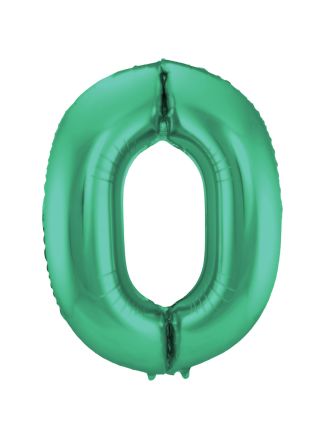 Folieballon cijfer 0 mat groen 86cm (excl Helium)