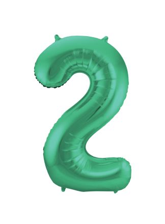 Folieballon cijfer 2 mat groen 86cm (excl Helium)