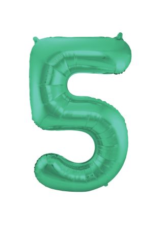 Folieballon cijfer 5 mat groen 86cm (excl Helium)