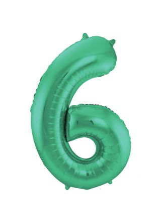 Folieballon cijfer 6 mat groen 86cm (excl Helium)