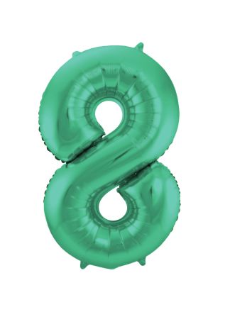 Folieballon cijfer 8 mat groen 86cm (excl Helium)