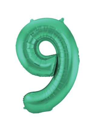 Folieballon cijfer 9 mat groen 86cm (excl Helium)
