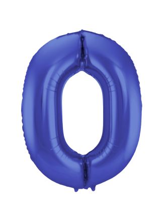 Folieballon cijfer 0 metalic blauw  86cm (excl Helium)