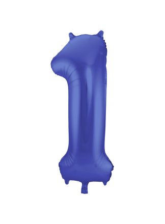Folieballon cijfer 1 metalic blauw  86cm (excl Helium)