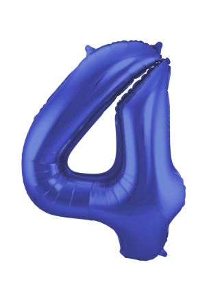 Folieballon cijfer 4 metalic blauw  86cm (excl Helium)
