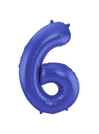 Folieballon cijfer 6 metalic blauw  86cm (excl Helium)
