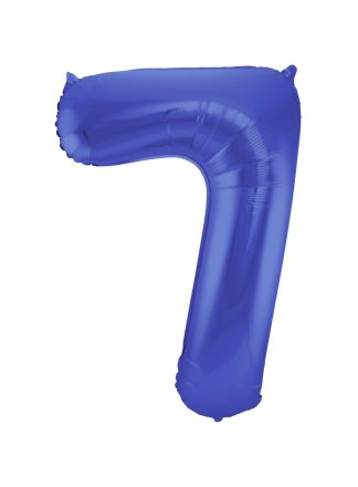 Folieballon cijfer 7 metalic blauw  86cm (excl Helium)