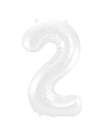 Folieballon cijfer 2 wit 86cm (excl Helium)