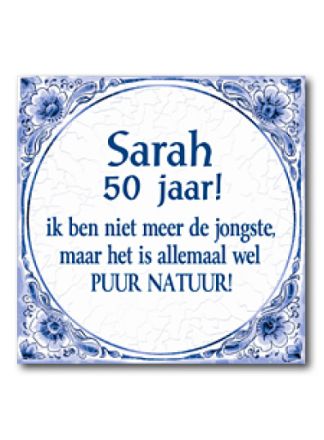 Tegel met tekst Sarah