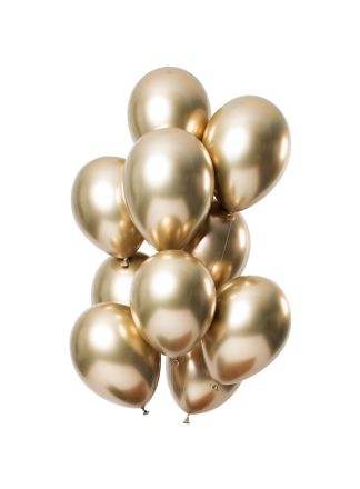 Ballonnen Mirror Effect Goud 33cm. 12stuks