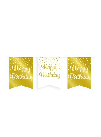 Party flag banner gold/white happy Birthday