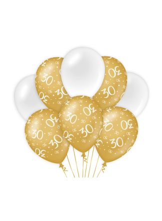 Balloons 30 Gold/White 8stuks