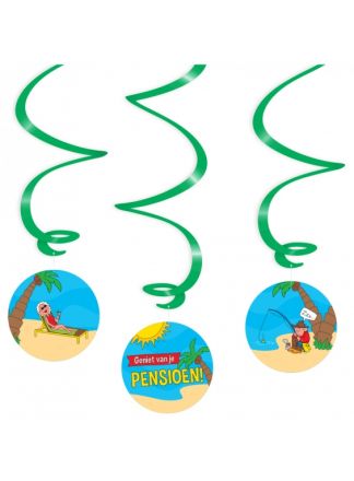 Swirl decorations Pensioen cartoon 3stuks