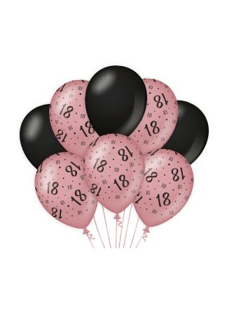 Balloons 18 Rose/black 8stuks