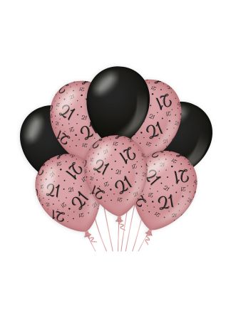 Balloons 21 Rose/black 8stuks