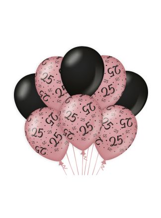 Balloons 25 Rose/Black 8stuks