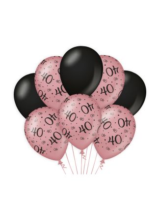Balloons 40 Rose/black 8stuks