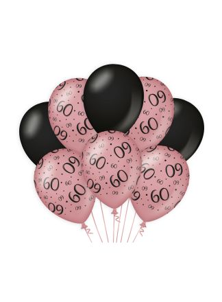Balloons 60 Rose/Black 8stuks
