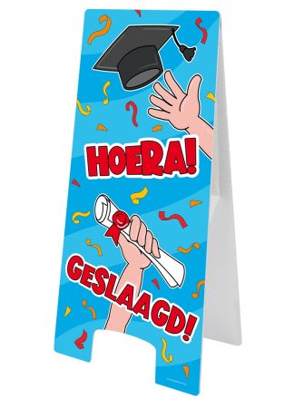 Warning sign Cartoon geslaagd (58x24cm.)