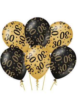6 Ballonnen Classy (30xcm.) 30 jaar