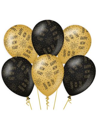 Party ballonnen HAPPY NEW YEAR 6stuks (30cm.)