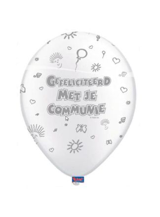 Communie ballon pearl wit 8stuks