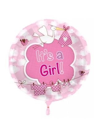 Folieballon it's a girl roze (excl.helium)