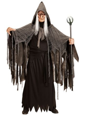 Halloween cape luxe grijs 200cm.