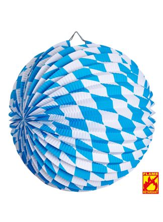 Lampion Oktoberfest blauw-wit 25cm.
