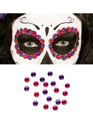 Gezichtdeco steentjes purple/pink
