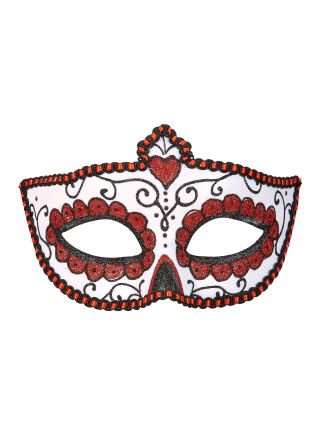 Oogmasker Dia de los Muertos rood