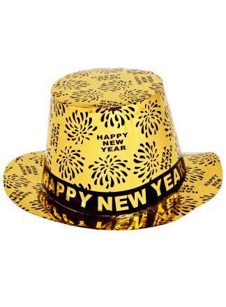 HAPPY NEW YEAR Hoge hoed goud