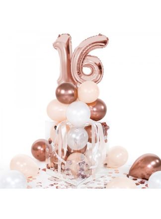 Balloha DIY Ballonbox 16jaar. Rose-Zalm