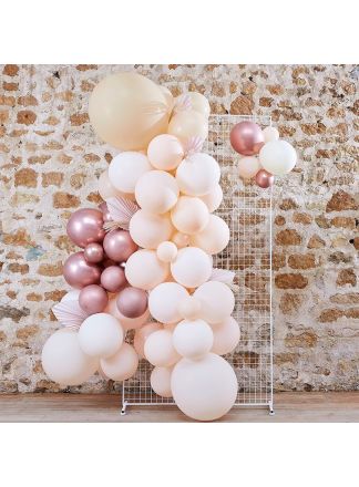 Wit, perzik, rosegoud ballonboogkit 70 ballonnen