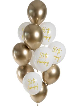 Ballonnen Golden Anniversary 33cm. 12stuks