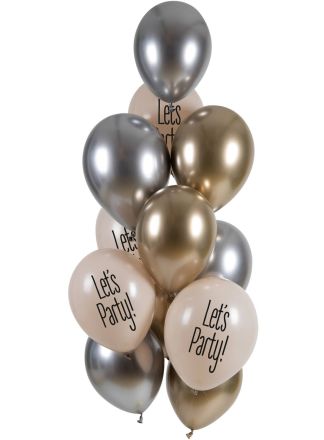 Ballonnen Let's Party White Tie 33cm. 12stuks