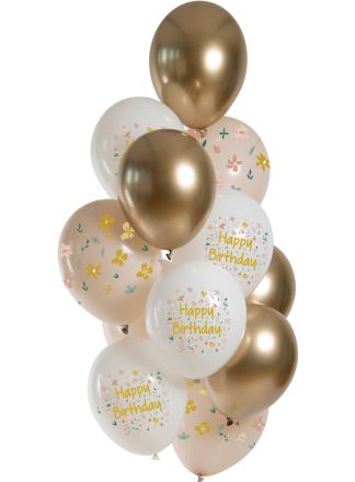 Ballonnen Birthday Blossom 33cm. 12stuks