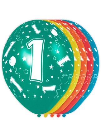 1 jaar verjaardagsballonnen 5stuks