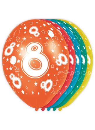 8 jaar verjaardagsballonnen 5stuks