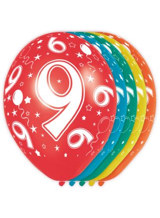 9 jaar verjaardags ballonnen 5stuks