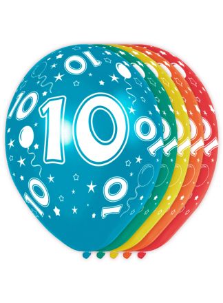 10 Jaar Verjaardag Ballonnen (30cm) 5 stuks