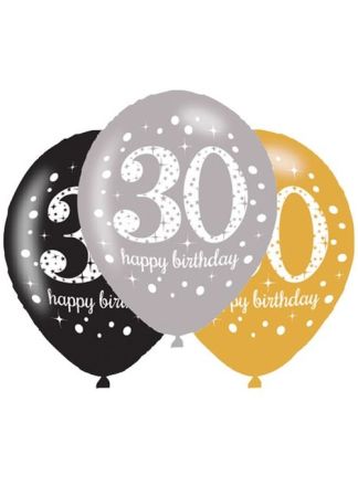 Ballonnen sparkling 30 gold 28cm 6stuks