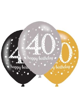 Ballonnen sparkling 40 gold 28cm 6stuks