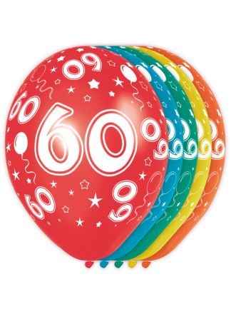 60 jaar verjaardagsballonnen 5stuks