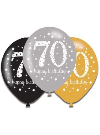 Ballonnen sparkling 70 gold 28cm 6stuks